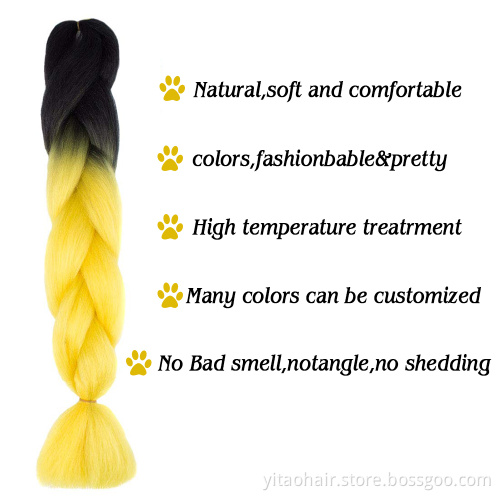 Jumbo Braiding Hair synthetic Ombre Braiding Hair 24 Inch High Temperature Crochet Braids Hair Extensions ombre yellow